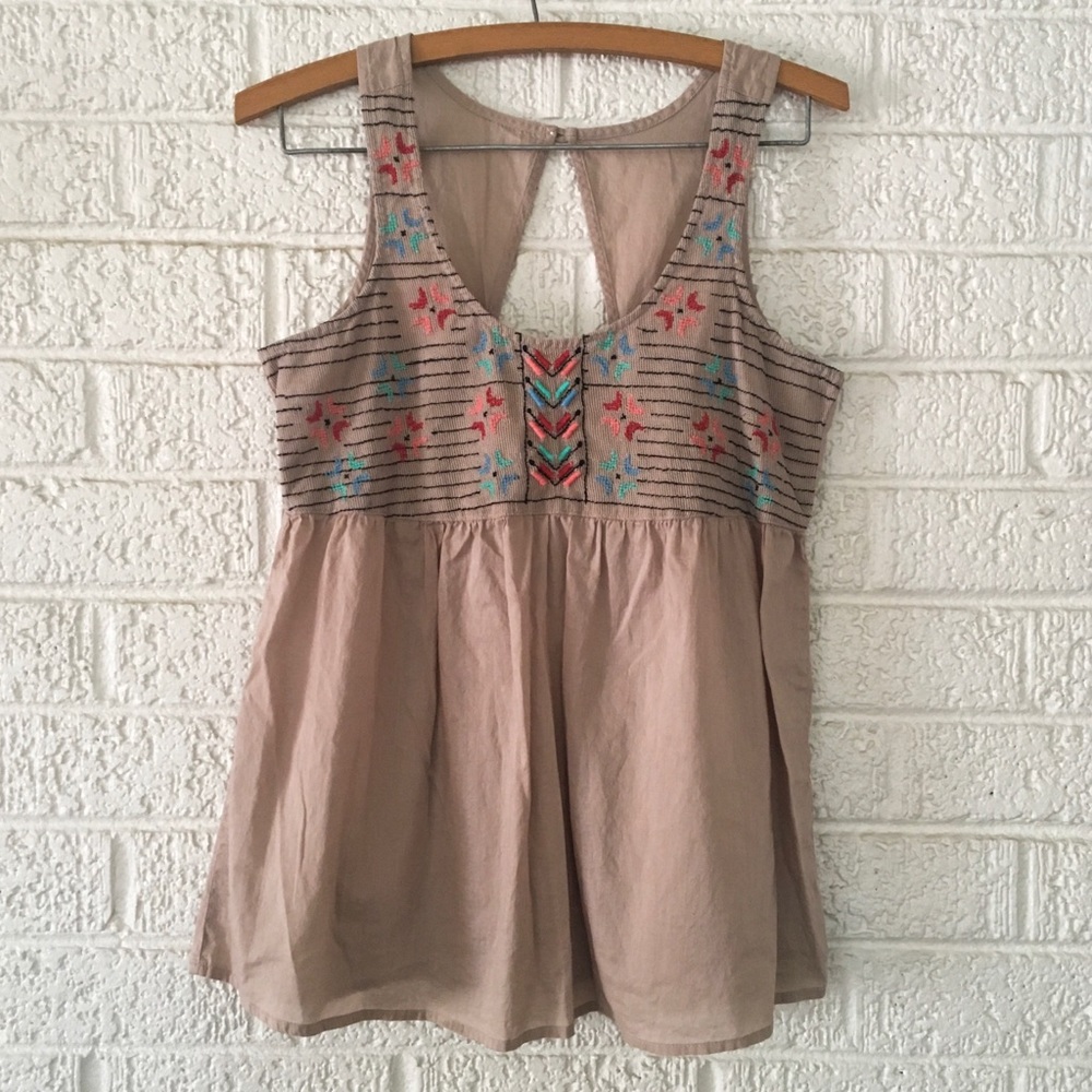 Mudd Boho Embroidered Tank Top Blouse